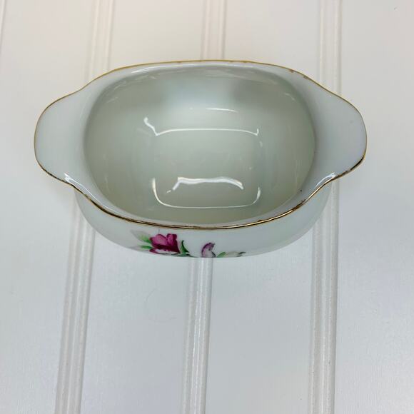 Handpainted Small Vase 4 x 3 x 2.5" Rose Gold Edges Handles - Picture 3 of 8